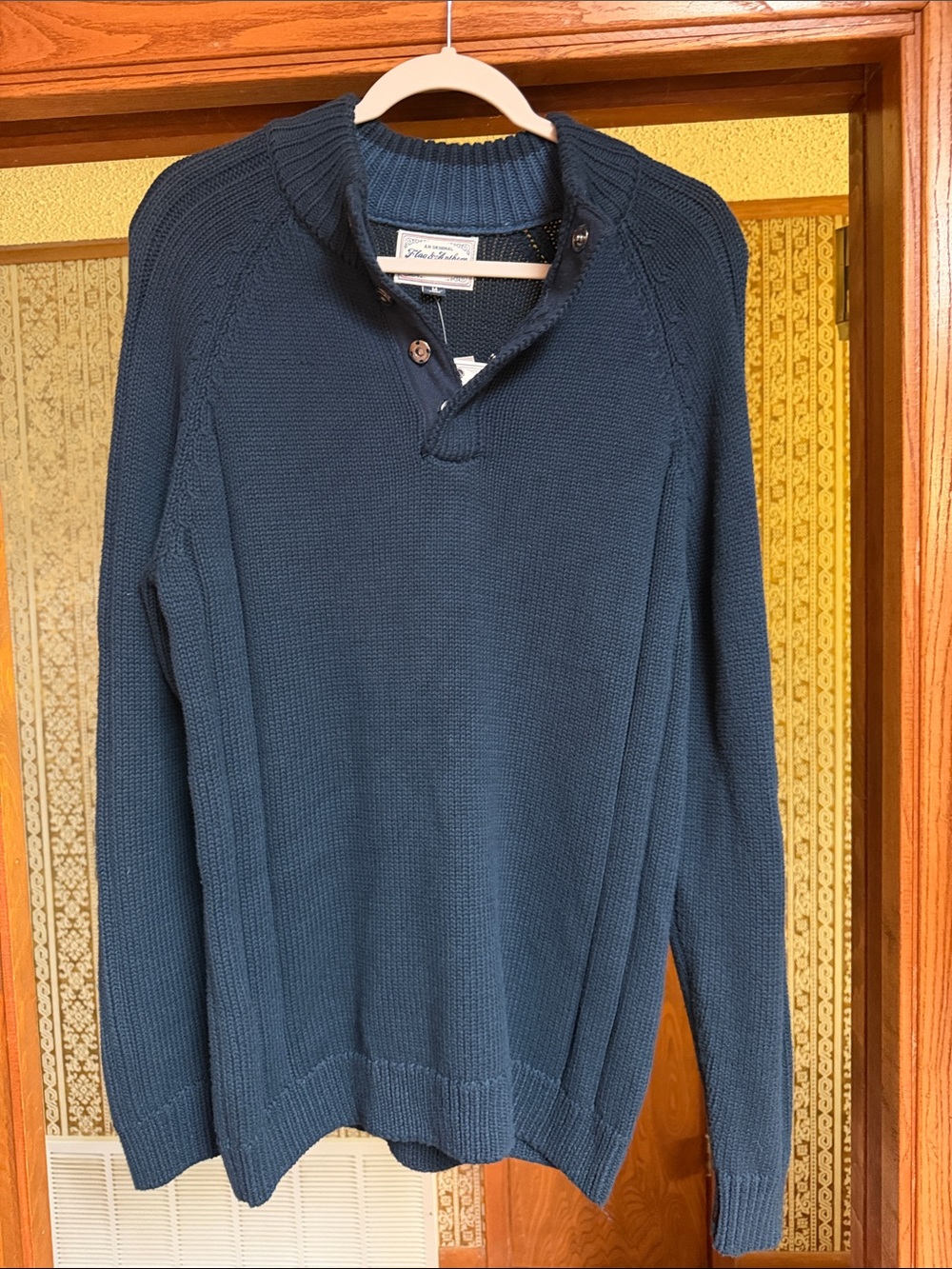 NWT Flag & Anthem. Classic Men's Navy Button-Neck Sweater